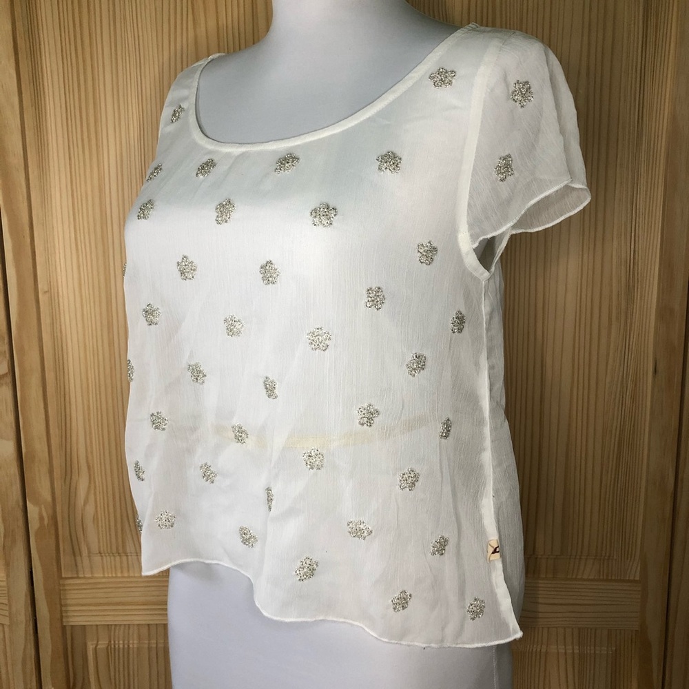 Hollister Beaded Flower Top